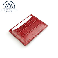 Portefeuille fin en cuir de qualité supérieure à motif crocodile personnalisé, blocage RFID, style anglais, porte-cartes de crédit, sans fermeture, épaisseur 30 mm