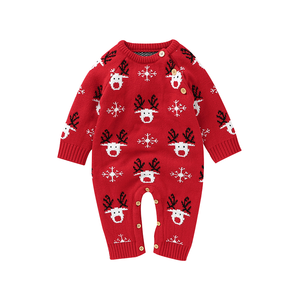 Mimixiong OEKO-TEX <strong>Baby</strong> <strong>Christmas</strong> Romper Knitted Button <strong>Cute</strong> Deer Newborn Long Sleeve Overalls Jumpsuit Toddler Winter <strong>Outfits</strong> - Product Image 1