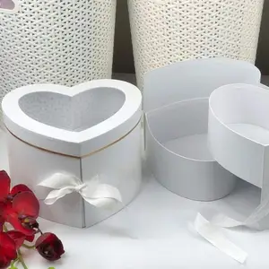 Custom Heart Shaped Unique Love Rose Gold New Fresh Bouquet Flower Eco Friendly Corrugated Paper Boxes For Luxury Gift Packaging