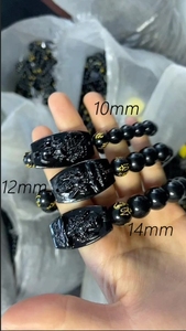 Hot Selling Obsidian Black <strong>Beaded</strong> Bracelet of the Eight Guardian Gods Zodiac's Benming Buddha for Dogs Pigs Unisex Jewelry - Product Image 2