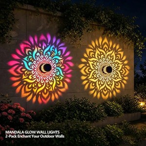 Lampada Solare LED IP65 Impermeabile, Luce da Parete a Mandala Adatta per Giardino, Prato, Campeggio, Scale, Sentieri, Cortile, Illuminazione Notturna - Product Image 1