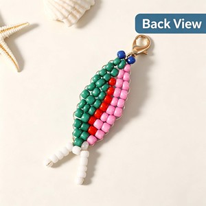 Handmade Multi-Color <b>Glass</b> Bead Fish Keychain Bag <b>Charm</b> Pendant for Women Backpack Bulk Jewelry Gift - Product Image 3