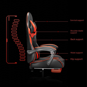 Moderner Rosa Bürostuhl Ergonomischer Drehstuhl mit Massage, Verstellbarer Fußstütze, PU-Leder, Gaming-Funktion, Höhenverstellbar, Edelstahl - Product Image 3