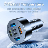 Adaptor Pengisi Daya Mobil 66W 6 Port, 4 USB + 2 USB C PD Pengisian Cepat Soket Pemantik Rokok untuk Smartphone dan Tablet