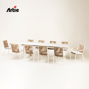 Artie, muebles de exterior modernos, mesa de comedor para Patio, restaurante de Metal, muebles de jardín, mesas de comedor extensibles - Product Image 3