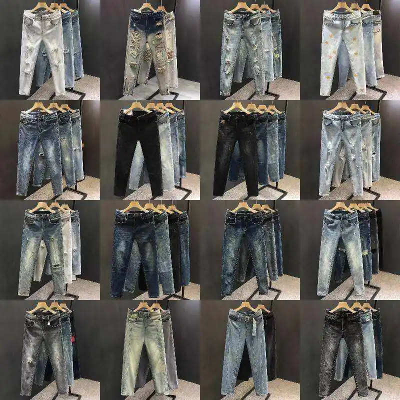 جينز رجالي عالي الجودة عالي الجودة زر واحد سادة نمط غير رسمي جينز رجالي 501 من مصنع فيتنامي