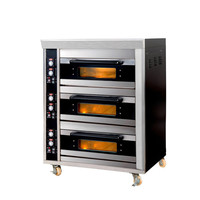 Four de boulangerie industriel et commercial à 2 niveaux et 2 plateaux, four à sole en acier inoxydable pour la fabrication de pain, de gâteaux et de pâtisseries
