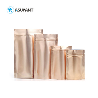 Sacs en plastique métallisé imprimés sur mesure, colorés, thermoscellables, en mylar, en aluminium, avec fermeture éclair dorée