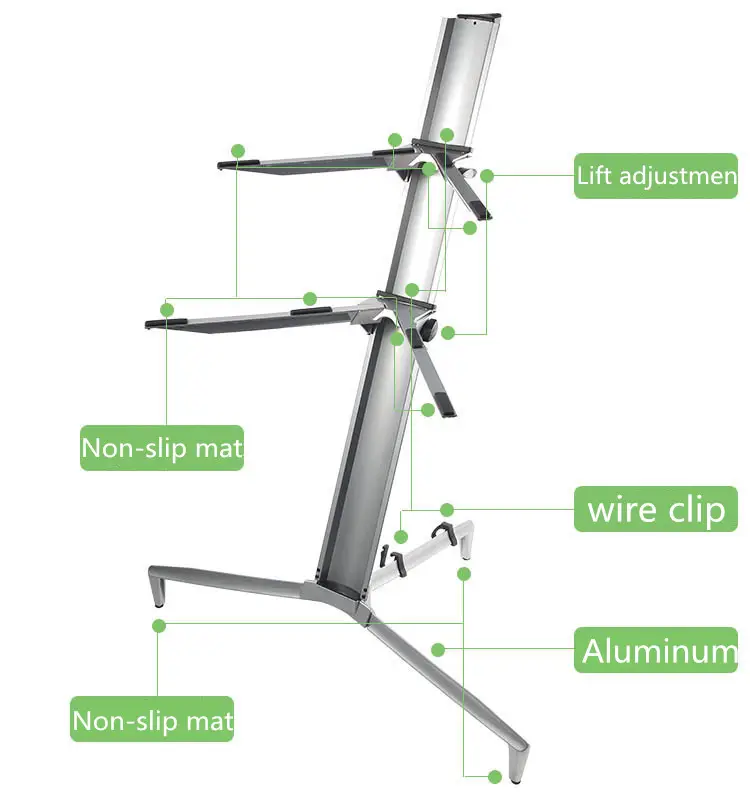 Fabrieksprijs Aluminium Keyboard Piano Stand Dubbele Elektronische Piano Stand Wtih Draagtas