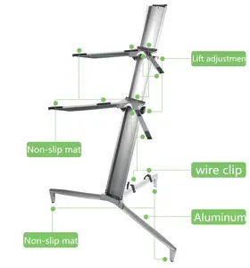 Preço fábrica Alumínio Teclado Piano Stand Duplo Piano Eletrônico Stand Wtih Carry Bag