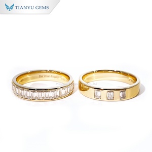 แหวนเพชรโมอิสซาไนต์ทรงบาแก็ตต์ 14K จาก Tianyu Gems ชุดแหวนแบบซ้อนได้ ทองคำสีเหลือง ประดับเพชรแบบช่องครึ่งวง แหวนแต่งงานเข้าชุด - Product Image 3