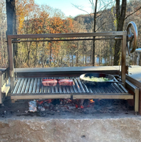 Barbecue argentin moderne haut de gamme en acier inoxydable avec hauteur réglable et commande de contrôle de la fuite de gaz