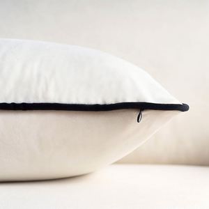 Custom Size Black White Velvet Pillow With Piping Wholesale Soft <b>Throw</b> Cushion <b>Cover</b> for <b>Sofa</b> Bedroom Home Decor - Product Image 5