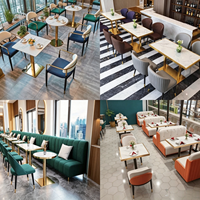 Nouveau produit : mobilier de restaurant, tables et chaises de café, ensemble de meubles en marbre et acier inoxydable, table de restaurant noire et dorée