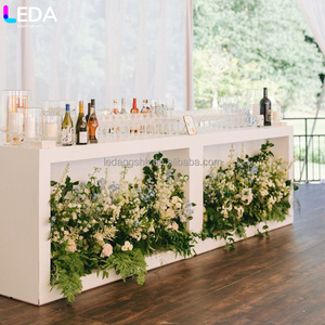 LEDA Family Banquets Parties Acrylic <b>Table</b> White Bar <b>Table</b> With Floral Arrangement - Product Image 1