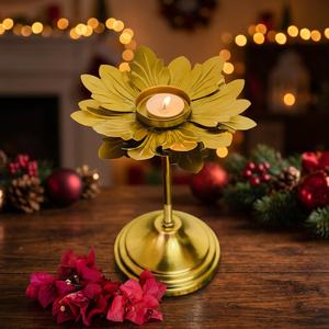 Soporte de luz de té floral dorado Un hermoso acento para un ambiente relajante Soporte de luz de té inspirado en Vintage - Product Image 6