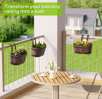 Meilleures ventes : Ensemble rustique de 2 jardinières en bois de sapin carbonisé, pot de fleurs suspendu en forme de baril pour balcon, clôture, jardin