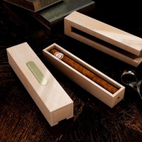 Humidor de viaje de madera de cedro personalizado con logotipo metálico para un solo cigarro, cajas de cigarros al por mayor de marca