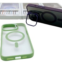 Étui de téléphone portable magnétique transparent coloré avec support caché pour iPhone 15 16 Pro Max