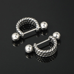 <b>Cuff</b> <b>Earrings</b> Metal Striped Retro Geometric Spike Party Studs CF111 - Product Image 2