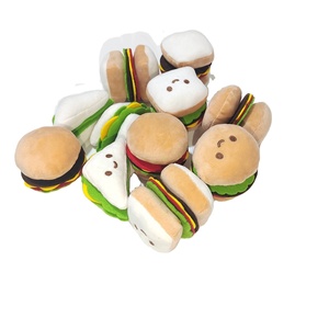 Toptan gıda tasarım köpek gıcırtılı çiğnemek oyuncak pirinç topu sandviç Hamburger sevimli yumuşak dolması köpek kediler köpekler için peluş oyuncak hayvan - Product Image 1