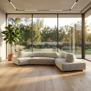 Tendance 2026 : Canapé modulaire incurvé en tissu bio avec rembourrage en mousse pour un salon esthétique - Product Image 2
