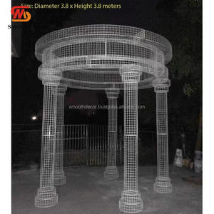 Chuppah de mariage en fer blanc lisse, toile de fond Mandap pour événements indiens avec motif miroir pour décorations de fête de mariage - Product Image 2