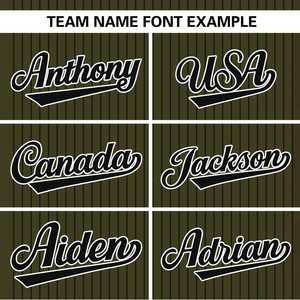 Camiseta de Softbol Personalizada con Rayas Negras y Verde Oliva, Auténtica, de Dos Botones - Product Image 4