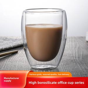 Tasse à café en verre borosilicate double couche <span class=keywords><strong>sans</strong></span> poignée de 80ml avec <span class=keywords><strong>grand</strong></span> couvercle de ventre Design classique pour la maison ou les fêtes - Product Image 4