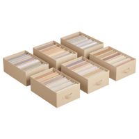 Ensemble d'organisateurs de placard, système de rangement pliable à 6 compartiments pour pantalons, vêtements, armoire, séparateurs de placard, bacs de rangement