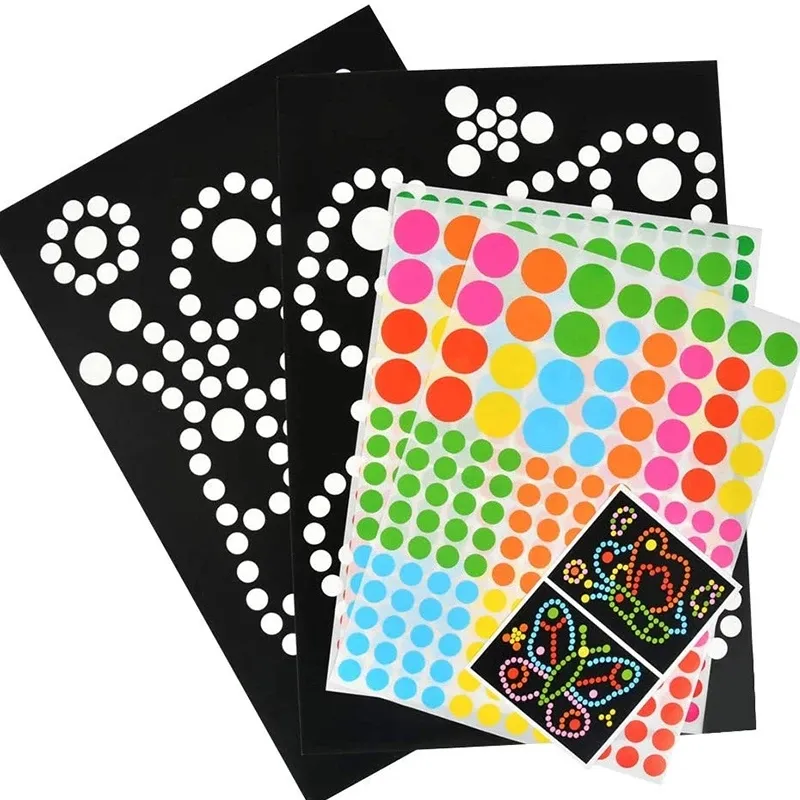 Children DIY Dot Puzzle Stickers Colorful Dots Cute Cartoon Learning Early Education Toys Mosaic Sticker for Kids Children Gifts