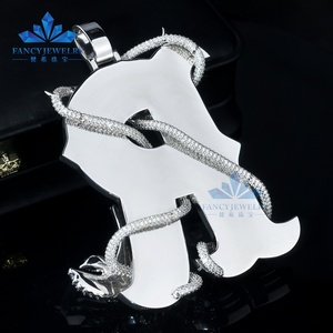 Colgante de Moissanita Estilo HipHop con Incrustaciones de Diamantes, Plata <span class=keywords><strong>925</strong></span>, Corte Redondo D VVS1, Letra R, para Regalo - Product Image 3