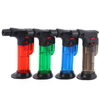 Briquet torche au butane en gros, pas cher, pour barbecue et cuisine, grande flamme colorée, torche à jet de butane, briquet à gaz coupe-vent rechargeable