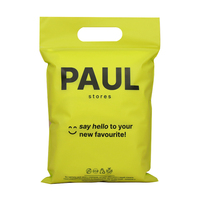 Sac de shopping en plastique découpé avec poignée, réutilisable, en PE, pour vêtements, avec logo