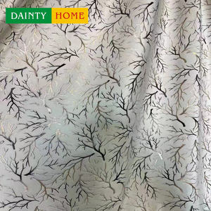 Usine directe hollande français velours tissu vente Polyester estampage à chaud feuille rideau tissu - Product Image 1