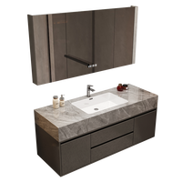 Ensemble de meubles de salle de bain en aluminium nid d'abeille, style ferme, luxe léger, résistant à l'eau, avec vasque en céramique, fixation murale