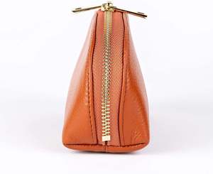 Sac organisateur de maquillage et de bijoux de voyage de grande capacité avec fermeture à glissière en cuir véritable sac cosmétique portable - Product Image 6