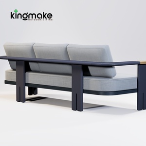 2025 Kingmake nouvel ensemble de canapés 4 pièces imperméables meubles d'extérieur canapés tissés de jardin avec table en teck - Product Image 4