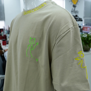 T-shirt pour homme en coton 100% tricoté, surdimensionné, broderie 3D personnalisée, de haute qualité, vente en gros - Product Image 2