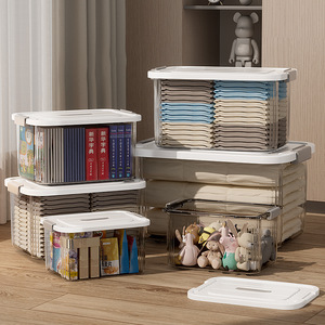 Transparent Storage <b>Box</b> Rectangle Stacking <b>Plastic</b> Container For Clothes Toys Snacks Home Organization - Product Image 1