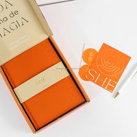 Vente en gros impression personnalisée couleur orange lin gaufré Mindfulness Binder Planner Notebook Set avec bande de ventre
