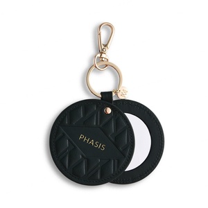Luxury Style Fashion Popular Lady Brand Vintage Design PU Leather Cosmetic <b>Mirror</b> With Keychain - Product Image 1