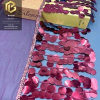 LEIXUSI 17cm Bordure en dentelle à paillettes en polyester, franges brillantes pour vêtements, accessoires de rideaux, vente en gros