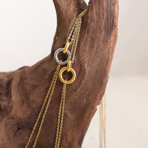 Ganku cổ điển đôi vòng Mặt dây chuyền vòng cổ thép không gỉ 18K vàng xương đòn chuỗi cá tính phương Tây Nữ Hoàng đồ trang sức - Product Image 3