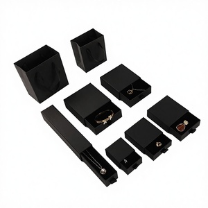 Square <b>Black</b> Jewelry <b>Box</b> Luxury Jewelry <b>Box</b> with Sliding Closure for Valentine's Day Rings Necklaces Jewelry Packaging <b>Box</b> - Product Image 3