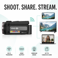 Caméscope professionnel 4K Caméra vidéo numérique avec connectivité Wifi 16x Zoom numérique Capteur d'imagerie CMOS