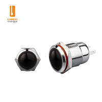 LANBOO 12 mm Aluminiumoxid schwarz mit rot/grün/blau heller LED-Beleuchtung Selbstverriegelung/Reset 1NO Metalldruckschalter