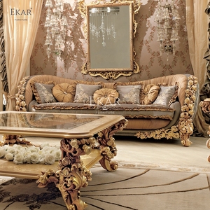 Exquisito juego de sofás tallados barrocos: muebles elegantes para el hogar para espacios de vida lujosos - Product Image 5