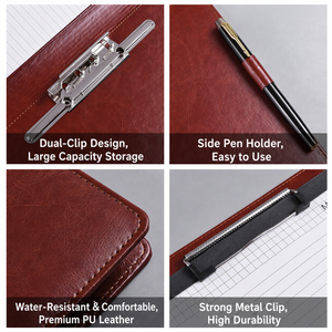 Portafolio <span class=keywords><strong>de</strong></span> Cuero Personalizado A4, Portátil, con Doble Bloc <span class=keywords><strong>de</strong></span> Notas y Clip <span class=keywords><strong>de</strong></span> Encuadernación para Abogados, Inmobiliarias y Firmación <span class=keywords><strong>de</strong></span> Contratos - Product Image 4