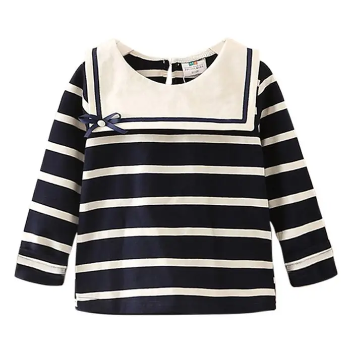 China Wholesale Market For Kid Girls Bowknot Stripe Top T-Shirt Bulk Buy From China